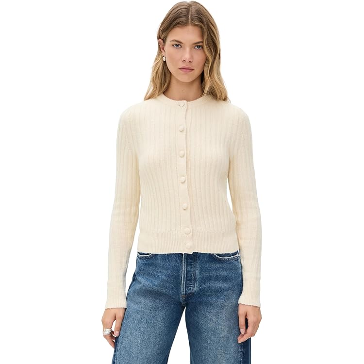 Madewell Women's Alpaca Pointelle Leland Cardigan, Heather